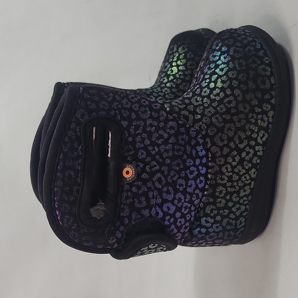 Bogs Kids Black Iridescent Leopard Print Boots